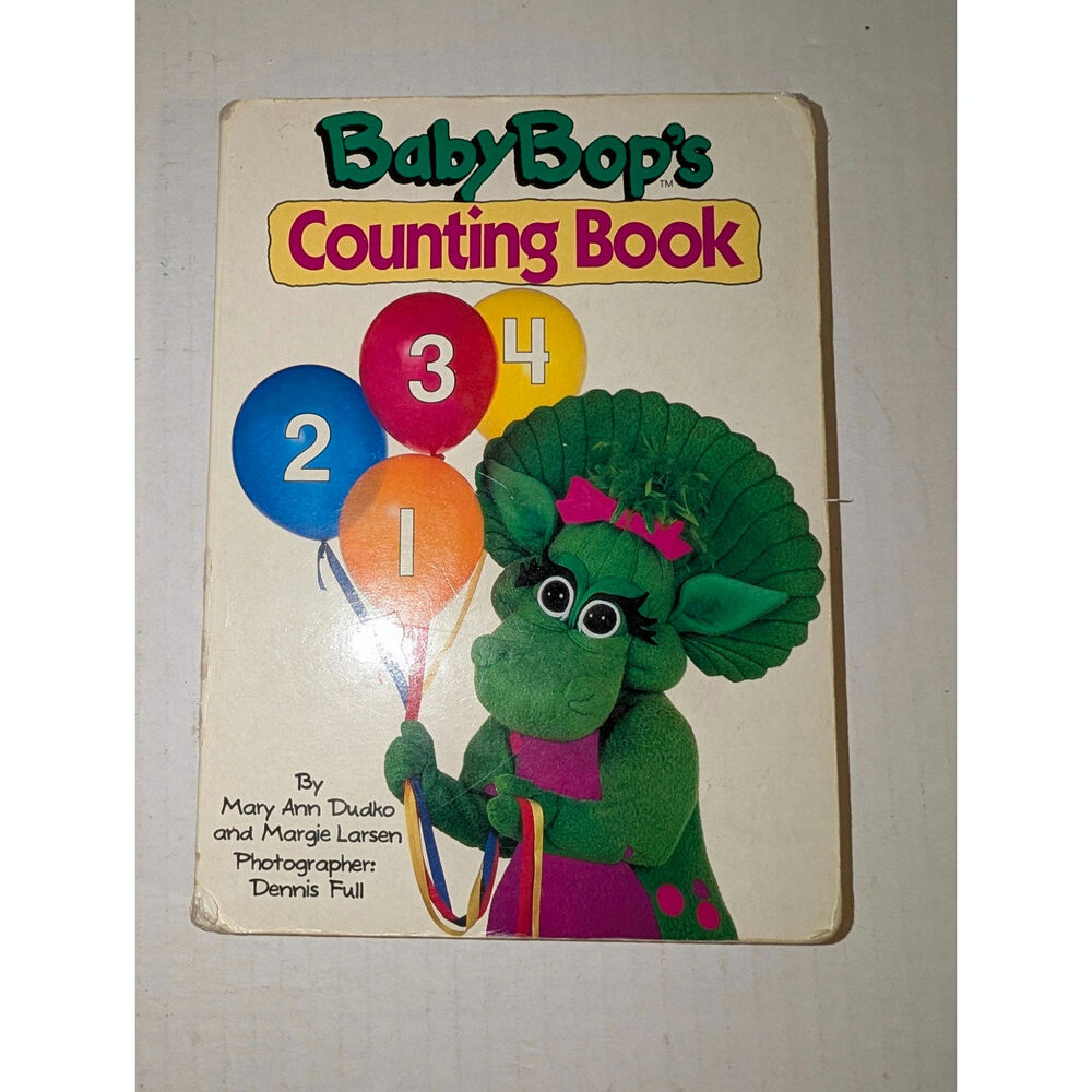 90s Barney Baby Bop's Counting Book Board Book 1993 Vtg